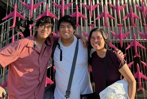 Alex Wong with brother Nicolas Wong, a first-year student at UC San Diego, and his mother, Erica Chung.
